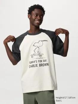 Футболка с графическим принтом Peanuts ut Uniqlo, серый