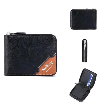 Baellerry мужской короткий кошелек с цветными блоками RFID, винтажный модный бумажник в стиле пэчворк, горизонтальный держатель для карт, на молнии, кошелек для монет