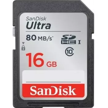 Карта памяти Sandisk Ultra SDHC 16GB 80MB/s Class 10 UHS-I (SDSDUNC-016G-GN6IN)