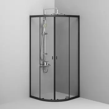 ширма душевая AM.PM Sense Twin Slide 80x80см 1/4 круга профиль чёрный