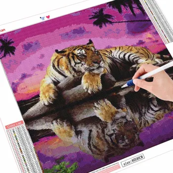 5D DIY Craft Алмазная картина Тигр Алмазная вышивка Распродажа Стразы с животными Полный мозаичный декор для дома Full Round 30x30CM