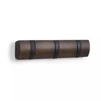 Вешалка настенная Umbra Flip 3 крючка чёрный-орех