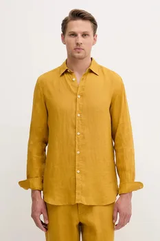Льняная рубашка United Colors Of Benetton, желтый