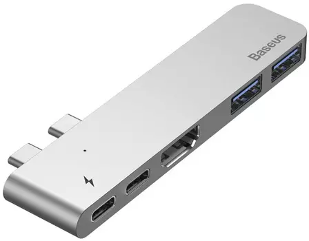 USB-концентратор Baseus Thunderbolt C+ Dual Type-C to USB3.0/HDMI/Type-C (CAHUB-B0G) для MacBook Pro 2016/2017 (Deep Space Grey)