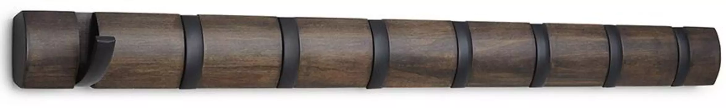 Вешалка настенная горизонтальная Umbra FLIP 8 крючков черная-орех