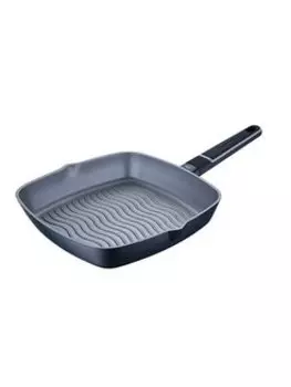 Сковорода-гриль Bergner BGMP-7976 INDIGO MASTERPRO 28 см, алюминий, антипригарное покрытие, съемная ручка, серый без крышки