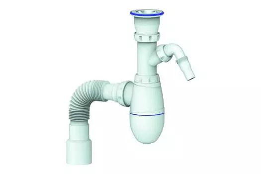 Сифон для мойки Юникорн бутылочный, разборный выпуск, 1 1/2" x 40/50 мм, отвод для стиральной машины, пластик (ИС.110315)