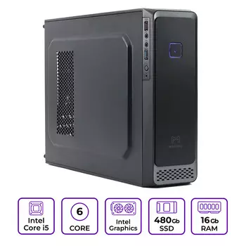 Системный блок Mastero Middle MC07, Intel Core i5 10400 2.9 ГГц, 16Gb RAM, 480Gb SSD, DOS, черный (MC07-I10400-16S480)