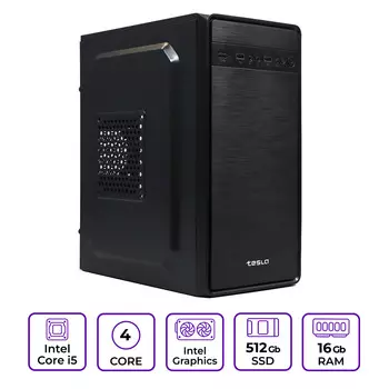 Системный блок Mastero Middle OT13, Intel Core i5 4570 3.2 ГГц, 16Gb RAM, 512Gb SSD HD Graphics, DOS, черный (OT13-I4570-16S512)