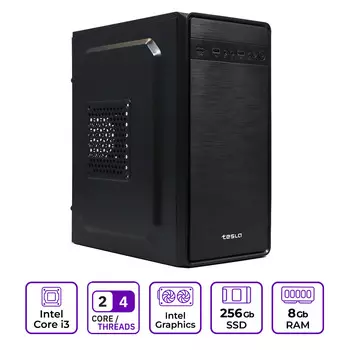 Системный блок Mastero Middle OT21, Intel Core i3 3240 3.4 ГГц, 8Gb RAM, 256Gb SSD, Intel HD Graphics 2500, DOS, черный (OT21-I3240-8S256)