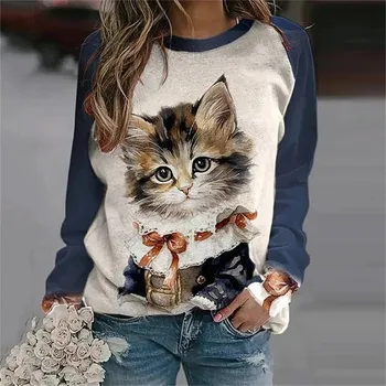 Осенняя женская модная футболка с длинным рукавом и круглым вырезом, свободная одежда, футболка с принтом колокольчика для девочек, уличная XS зелёный