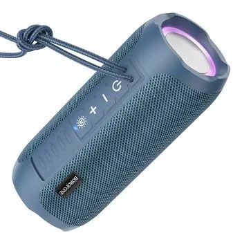 Портативная акустика Borofone BR21, 10 Вт, FM, AUX, USB, microSD, Bluetooth, подсветка, синий (6974443383652)