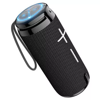 Акустика портативная Borofone BR24 Fashion, 10Вт, FM, AUX, USB, microSD, Bluetooth, подсветка, черный (6974443386677)