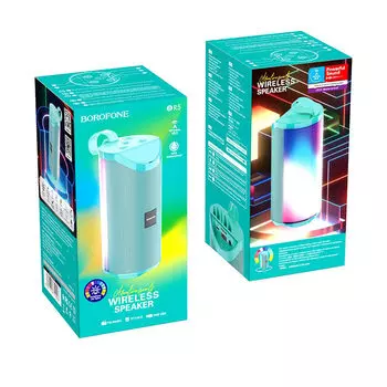 Акустика портативная Borofone BR5 Adventure, 5Вт, USB, microSD, Bluetooth, подсветка, зеленый