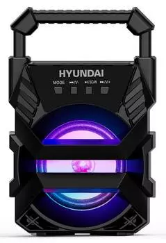 Портативная акустика Hyundai H-PS1000, 9 Вт, FM, AUX, USB, microSD, Bluetooth, подсветка, черный