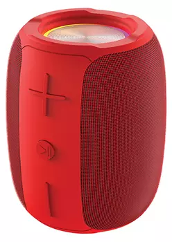 Портативная акустика QUMO Battery Beats, 5 Вт, FM, AUX, microSD, Bluetooth, подсветка, красный (33037)