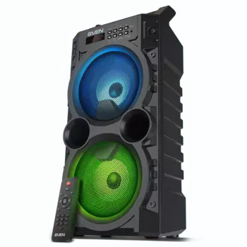 Портативная акустика SVEN PS-440, 20 Вт, FM, AUX, USB, microSD, Bluetooth, подсветка, черный (SV-019082)