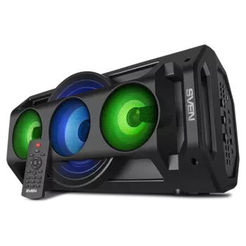 Портативная акустика SVEN PS-680, 65 Вт, FM, AUX, USB, microSD, Bluetooth, подсветка, черный (SV-020187)