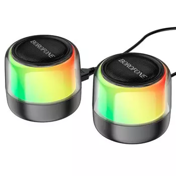 Акустика 2.0 Borofone BP12 Colorful, 10 Вт, AUX, Bluetooth, подсветка, черный (974443387179)