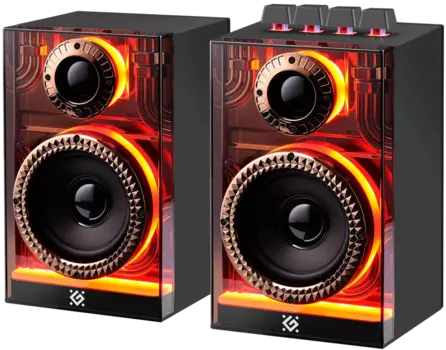 Акустика 2.0 Defender Futuro, 20 Вт, AUX, USB, microSD, Bluetooth, подсветка, черный (65087)