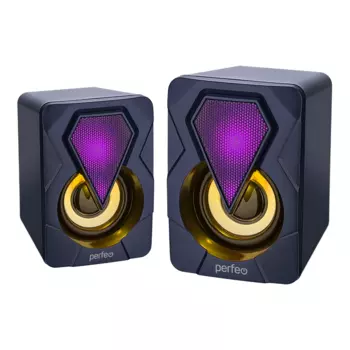 Акустика 2.0 Perfeo SHINE, 6 Вт, подсветка, черный (PF_A4438)