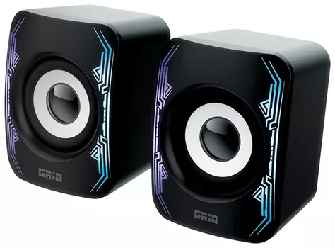 Акустика 2.0 QUMO GRID AS009, 10 Вт, подсветка, черный (32871)