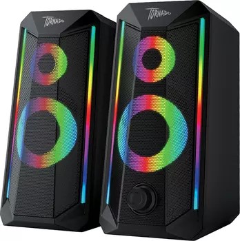 Акустика 2.0 QUMO Tornado AS008, 15 Вт, подсветка, черный (32854)
