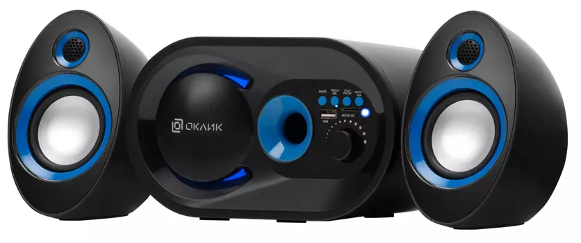 Акустика 2.1 Oklick OK-433, 15 Вт, FM, USB, microSD, Bluetooth, черный (1383714)