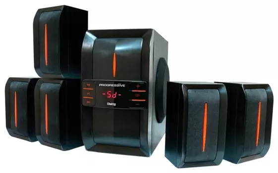 Акустика 5.1 Dialog Progressive AP-540, 100 Вт, FM, AUX, USB, SD, Bluetooth, черный (AP-540 BLACK)