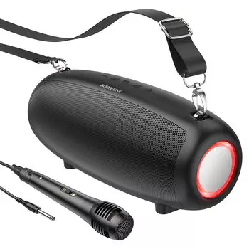 Портативная акустика Borofone BP13 Dazzling, 10 Вт, FM, AUX, USB, microSD, Bluetooth, подсветка, черный (974443388428)