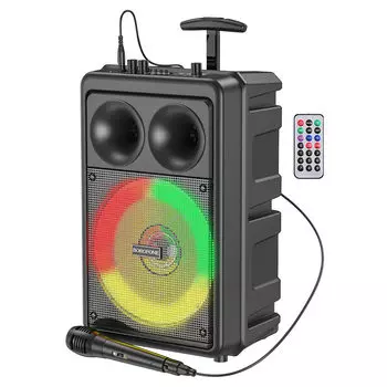 Акустика портативная Borofone BP9 Dancing, 10 Вт, FM, AUX, USB, microSD, Bluetooth, подсветка, черный (6974443388107)