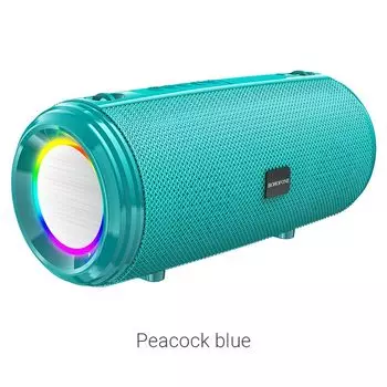 Портативная акустика Borofone BR13 Young, 10 Вт, FM, AUX, USB, microSD, Bluetooth, подсветка, бирюзовый