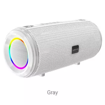 Портативная акустика Borofone BR13 Young, 10 Вт, FM, AUX, USB, microSD, Bluetooth, подсветка, серый