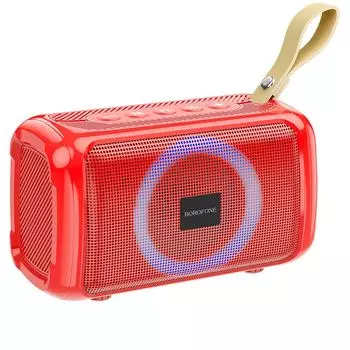 Портативная акустика Borofone BR17 Cool, 5 Вт, FM, AUX, USB, microSD, Bluetooth, подсветка, красный (6974443380750)