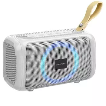 Портативная акустика Borofone BR17 Cool, 5 Вт, FM, AUX, USB, microSD, Bluetooth, подсветка, серый (6974443380767)