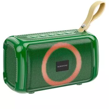 Портативная акустика Borofone BR17 Cool, 5 Вт, FM, AUX, USB, microSD, Bluetooth, подсветка, зеленый (6974443380781)