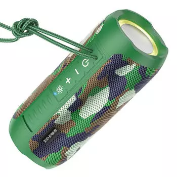Портативная акустика Borofone BR21, 10 Вт, FM, AUX, USB, microSD, Bluetooth, подсветка, камуфляж (6974443383669)