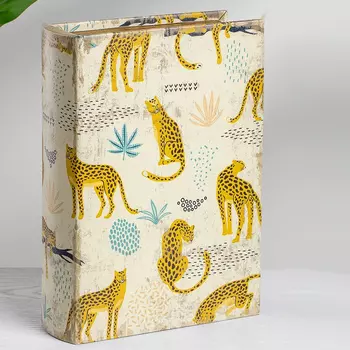Шкатулка Glasar Cheetah в виде книги бежевая 19х7х27 см