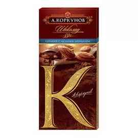 Шоколад А.Коркунов Горький с миндалем 55% 90 г