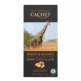 Шоколад Cachet Organic органический горький 57% с абрикосом и лесным орехом 100 г