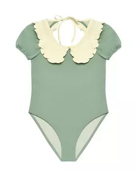 Купальник c белым воротником, зеленый Mipounet