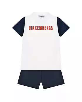 Комплект: футболка-шорты, красный лого Bikkembergs