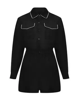 Комбинезон льняной со стразами, черный Forte dei Marmi Couture