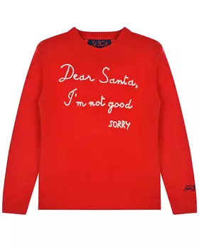 Красный джемпер с вышивкой "Dear Santa Im not good" Saint Barth детский