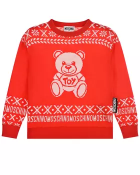 Красный джемпер со скандинавским орнаментом Moschino детский