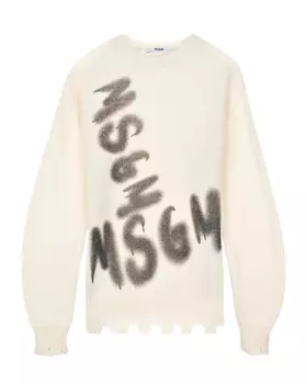Кремовый джемпер с эффектом деконструкции MSGM детский