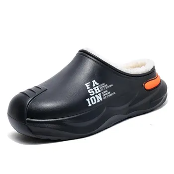 Fashion Slippers for Men Home Outdoor Cotton Waterproof Platform Designed Young Fashion Trendy All-match Men s Slipper Non-slip Hot Sale 38-39 бежевый