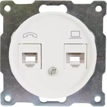 Телефонная/компьютерная розетка встраиваемая Onekey Florence RJ11/RJ45 UTP cat 5e цвет белый