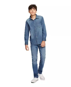 Рубашка Max Denim на пуговицах спереди для малышей и маленьких мальчиков Tommy Hilfiger, синий