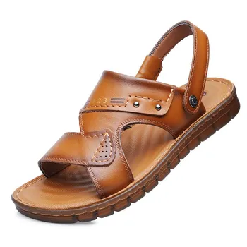 Fashion 2024 Men New Summer Men s Open-toed Sandals Fashion Trend Beach Shoes Slippers Men s Sandals Mens Summer Leather Sandals 38 чёрный